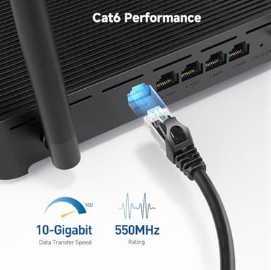 Cable Matters 10Gbps 10-Pack Snagless Cat 6 Ethernet Cable - 10ft, Cat 6 Cable, Cat6 Cord, Ethernet Cord, Black - Image 3