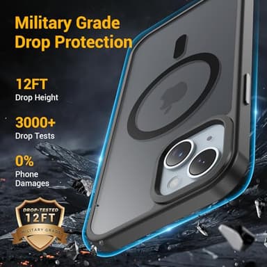 Temdan for iPhone 13 Case [Compatible with MagSafe] [Military-Grade Drop Protection] [Anti-Fingerprint] [Anti-Scratch] Slim Silky-Soft Touch Translucent Matte Case 6.1 inch, Black - Image 8