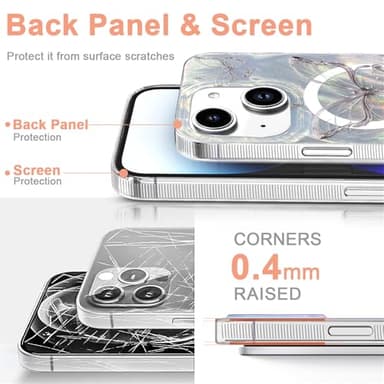 I-MGAE-IN-AR Compact Case for iPhone 14 Plus Shiny Silver Butterfly Design,[Compatible with MagSafe] Cute Soft Slim TPU Shockproof Protective Phone Cases Cover for Women Aesthetic - Image 5