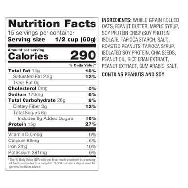 PBfit Peanut Butter Protein Granola, 15g Plant-Based Protein 22% DV, Made with Whole Grain Oats and Chia Seeds, Gluten Free, for Protein Snacks Cereals Breakfast Yogurt, 32 Oz Bag - Image 2