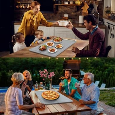 FYY Warming Mat for Food - Rapid and Full Surface Heating, 6 Temp Settings, 6H Timer, Rollable Portable Food Warming Mat, Ideal for Gatherings, Parties, Keep Meal Warm (X Large Size, Gray) - Image 5