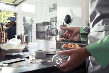 Philips Kitchen Appliances Compact Pasta and Noodle Maker, Viva Collection, Comes with 3 Default Classic Pasta Shaping Discs, Fully Automatic, Recipe Book, Small, White (HR2370/05) - Image 18