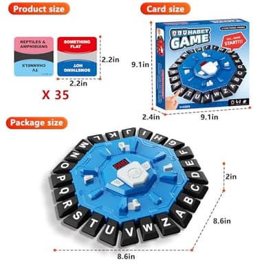 Resflycheng Word Game Family Board Game with Digital Display Timer and 2 Categories Modes Fun Fast-Paced 24-Letter Game for Learning Party Interactive (Blue) - Image 2