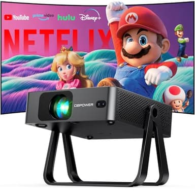 [Ultra-Slim 1.97"| Netflix Licensed | AI Auto Focus | 360° Stand] Smart Mini Projector with WiFi 6 & Bluetooth, Built-in Netflix/YouTube/Disney+/Hulu, DBPOWER N5 Movie Projector for Bedroom (Black) - Image 1