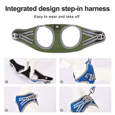 Dog and Cat Universal Harness with Leash - Cat Harness Escape Proof - Adjustable Reflective Step in Dog Harness for Small Dogs Medium Dogs - Soft Mesh Comfort Fit No Pull No Choke Tactical Green M - Image 5
