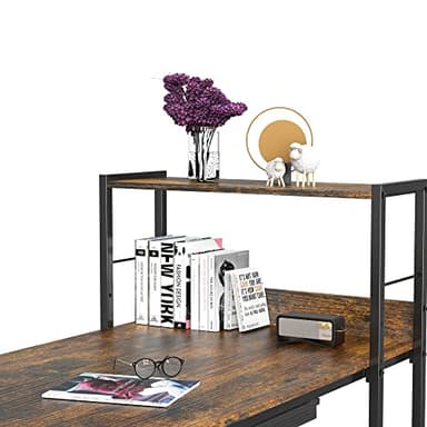 SHW 46-Inch Home Office Mission Computer Desk with Side Shelf and Drawer, Rustic Brown - Image 8