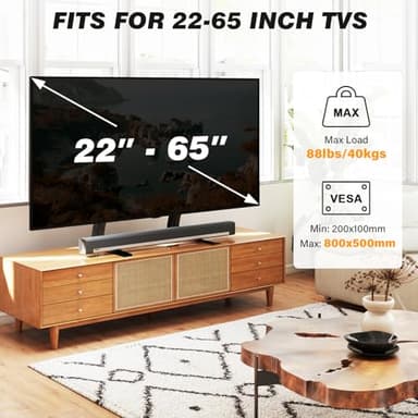 5Rcom TV Stand Mount, Universal TV Stand Tabletop for 22 to 65 inch Plasma LCD LED Flat Screen TVs, Strong TV Legs Holds up to 88lbs, Height Adjustable TV Base, Max VESA 800 x 500mm - Image 8