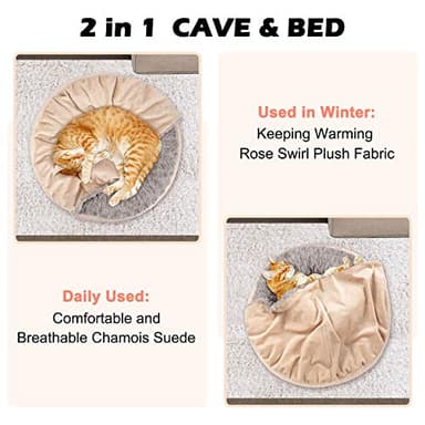 GASUR Small Dog & Cat Bed, 23'' Donut Pet Bed Mat with Hooded Blanket, Anti-Anxiety Burrow Cave Bed, Cozy Puppy Bed, Machine Washable, for Indoor Pets up to 20lbs - Image 7