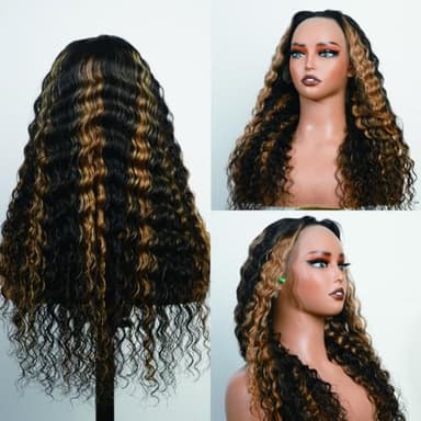 bangjazz 26 Inch Deep Wave Lace Front Wigs Human Hair Fb/27 180% Density 13x4 HD Lace Frontal Wigs Human Hair Pre Plucked Ombre Lace Front Wig Balayage Highlight Glueless Wigs for Women - Image 4
