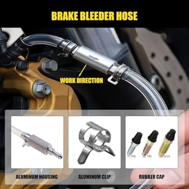 Brake Bleeder Hose - One Way Check Valve Tube Bleeding Tool Kit for Car Motorcycle Clutch, Universal Brake Fluid Bleeder Kit for Hydraulic Brake System, Soft Tube with Metal Clips(2pcs - Image 6