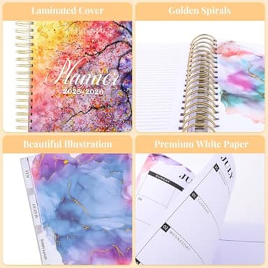 Planner 2025-2026, Large 18 Months Academic Daily Weekly Monthly Planner Yearly Agenda July. 2025–Dec. 2026, 7.9" x 9.8", Page Tabs, Separator Page, Pocket Folder, Bookmark, Stickers, Sticky Note Set - Image 7