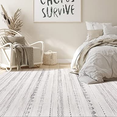 Nakagishi 6x9 Area Rugs Living Room: Washable Boho Large Neutral Soft Farmhouse Rug Stain Resistant Modern Indoor Floor Non-Slip Carpet for Bedroom Nursery Kids Playroom Office Dining Room Dorm- Gray - Image 6