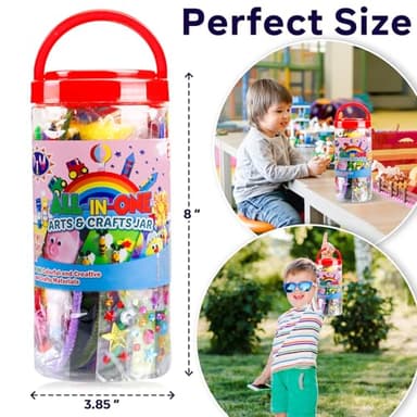 FUNZBO Arts and Crafts Supplies for Kids - Craft Kit with Glitter Glue Stick, Pipe Cleaners Pom Poms Craft Tools, DIY School Supplies Kit, Girls Toys, Christmas Birathday Gifts for Girls Boys Age 4+ - Image 3