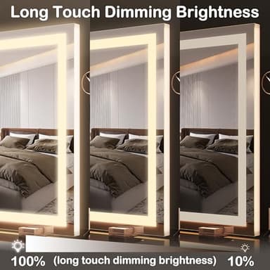 FENNIO Makeup Mirror with Lights 23"x32" ，LED Makeup Mirror ，Large Vanity Mirror with Lights，Touch Sensor with Dimmable 3 Modes, Square White - Image 4