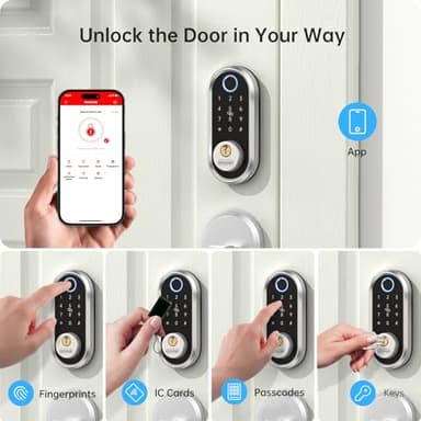Smart Deadbolt, SMONET Fingerprint Electronic Deadbolt Door Lock with Keypad-Bluetooth Keyless Entry Front Door Digital Keypad App Control, Ekeys Sharing, App Monitoring Auto Lock for Homes and Hotel - Image 4