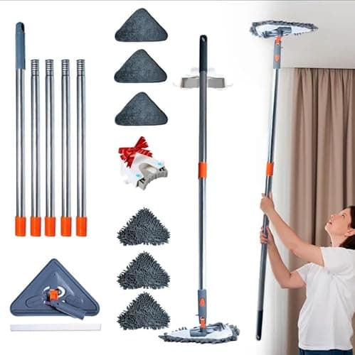 Generic Sekundoj Wall Cleaning Mop with Long Handle 85 inches, Wall Cleaner Kit with 6 Microfiber Reusable Mop, Wall Cleaner Multifunctional, Gray - Image 1