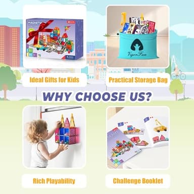 Magnetic Tiles Road Set with Car Crane and Toy Figurine, Construction Tiles Building Blocks Set for Kids Birthday Gifts, Educational STEM Sensory Toys for 3 4 5 6 7 8+ Year Old Toddlers Boys Girls - Image 3