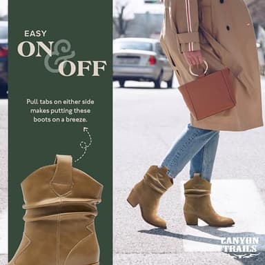 Western Cowboy Boots for Women - Durable Stack Heel and Ankle Style Cowgirl Boots - Comfortable Faux Leather Teen Girls & Women's Ankle Booties - Image 6