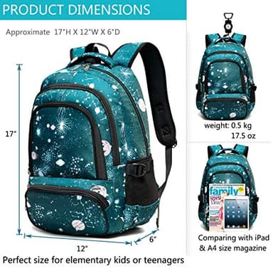 BLUEFAIRY Kids Backpack for Boys Girls School Bookbags for Elementary Primary Middle School Bags Book Bags for Teens Adolescentes Back to School Gifts Mochilas Escolares para Niñas Galaxy Cyan - Image 3
