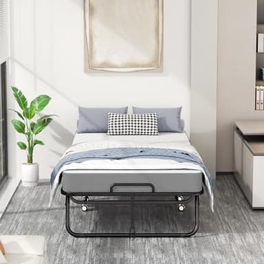 INTERGREAT Folding Bed, 75" x 31"Cot Size Portable Folding Beds for Adults, Metal Foldable Bed on Wheels for Guest, Space Saving Roll Away Beds for Easy Storage - Image 9