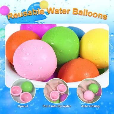 98K Reusable Water Balloons 6Pcs with Mesh Bag, Self Sealing Silicone Ball Latex-Free, No Clean Hassle, Easy to Fill, Summer Toys Water Toy Swimming Pool Beach Park Yard Outdoor Games Party Supplies - Image 4