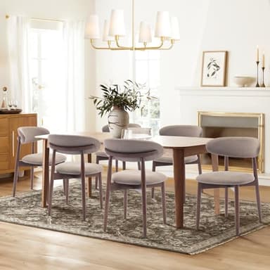 COLAMY Wooden Dining Chairs Set of 2, Modern Fabric Upholstered Kitchen Chairs, Farmhouse Dining Room Chair with Foot Pegs, Camel - Image 6