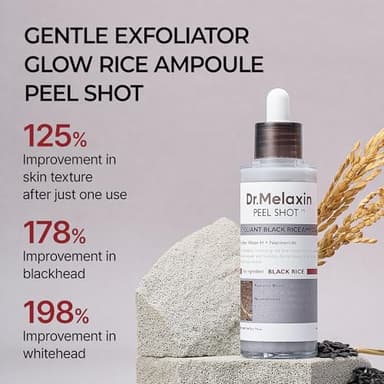 Dr.Melaxin Peel Shot Glow Black Rice Peeling Ampoule, Soft Exfoliating Face and Body Scrub Dead Skin Cells, Blackheads Remover for All Skin Types korean skin care 80ml - Image 2
