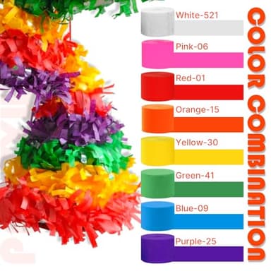 PartyWoo Crepe Paper Streamers 8pcs 656ft Pack of Rainbow Colorful Crepe Paper Streamers for Graduation Baby Shower Unicorn Fiesta Safari Flower Spring Rainbow Theme Birthday Party Decorations - Image 3