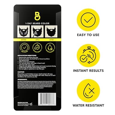 The Beard Club 1 Day Temporary Beard Dye for Men - Black Beard, Mustache & Eyebrow Color for a Fuller, Well-Defined Look, Water & Sweat Resistant, Up to 30 Applications, 0.3 fl oz - Image 9