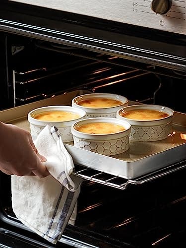 LE TAUCI Ramekins 4 oz Oven Safe for Creme Brulee, Charcuterie Boards Bowls for Souffle, Small Sauce Bowl, Ceramic Baking Dishes - 3.8 inch, Set of 4, Arctic White - Image 2