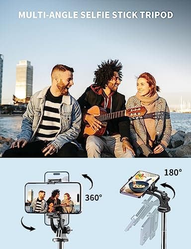 71" Phone Tripod & Selfie Stick, All in One Extendable Cell Phone Tripod with Wireless Remote, Tripods Stand for iPhone & Travel Selfie Stick 360° Rotation Compatible with iPhone Android, Camera - Image 7