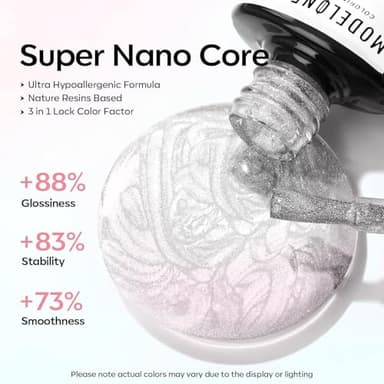 modelones Glitter Gel Nail Polish Pearlescent Gel Polish White Chrome Shimmer Nail Polish Iridescent Soak Off Led Mermaid Polish Swirl Shell Thread Effect Nail DIY 15 ML - Image 8