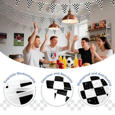 Piokio 100ft Black and White Checkered Flag Banner Racing Birthday Decorations, for Nascar Cars Party Supplies - Image 4