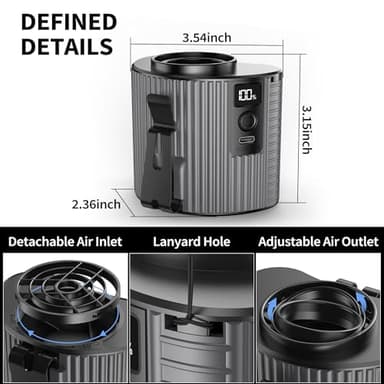 MORECORE Portable Waist Clip Fan, 5-Speed Strong Cooling Airflow, Rechargeable Hands-free Wearable Belt Fan, 20HRS Long Working Time for Jobsite Outdoor Farm Fishing Camping-Grey - Image 5