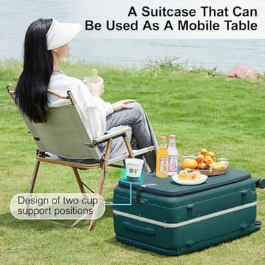 Hanke Multifunctional 26 Inch Hard Shell Suitcases with Wheels Travel Approved Luggage Large Rolling Suitcase Checked Luggage for Women Men(Blackish Green) - Image 3