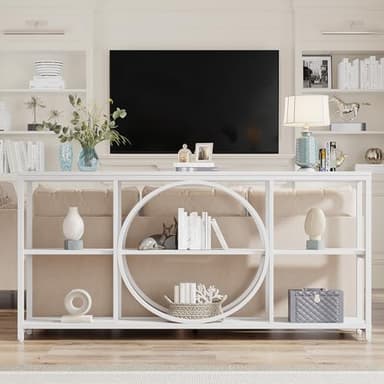 Tribesigns 70.9 inch Sofa Console Table, Modern Extra Long Entryway Tables with 3 Tier Storage Shelves Metal Frame for Foyer Hallway Living Room Behind Couch, Pure White - Image 3