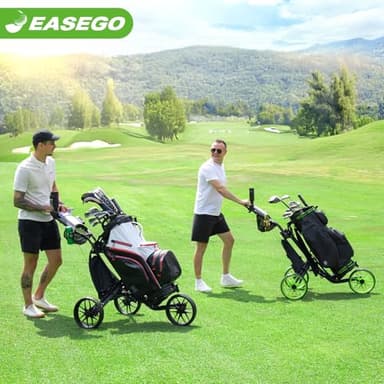 EASEGO Golf Push Cart 3 Wheel : Golf Bag Cart Foldable with Phone/Cup/Umbrella Holder Compact Golf Pull Carts Quick Fold Golf Caddy Push Carts with Large Wheelbase for Different Terrain (Lemon Green) - Image 10