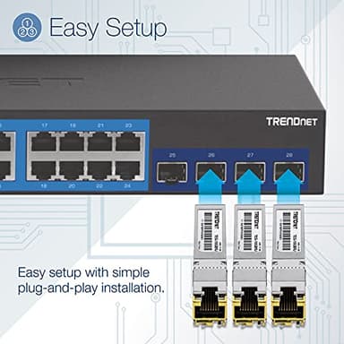 TRENDnet 10G RJ-45 Copper SFP+ Module, Convert A Standard SFP+ Slot Into A RJ-45 Multi-Gigabit Port, Connect Devices Up to 30m (98ft), Hot-Pluggable, Lifetime Protection, Silver, TEG-10GBRJ - Image 5