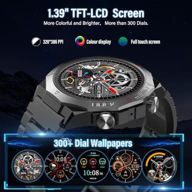 Military Smart Watches for Men (Answer/Make Calls), 1.39" HD Fitness Watches, Heart Rate/Sleep Monitor, 110+ Sports Modes Watch for Men, Waterproof Watch, 30Day, Watches for Android/iPhone, Black - Image 7