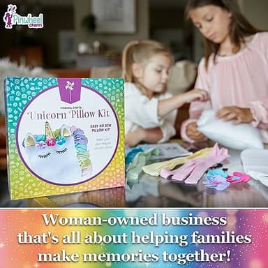 Pinwheel Crafts Unicorn Pillow Kit - DIY Arts and Crafts for Kids Ages 6 7 8-12+ Years, No Sewing Kit for Kids, Unicorn Pink Pillow Craft Kits for Birthday, Christmas Gifts for Girls - Image 2