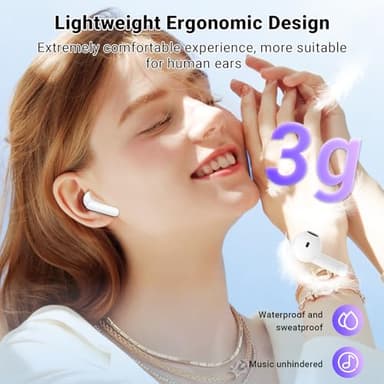 Wireless Earbuds, Bluetooth 5.4 Headphones with 42H Ultralight Ear Buds,Bluetooth Earbuds with 4 ENC Noise Cancelling Mics, HiFi Deep Bass Dual LED Display USB-C, Waterproof Earphones for Android iOS - Image 6