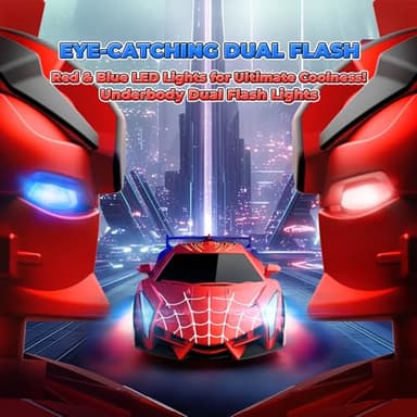 Spider Transform RC Cars Toys with Eye & Underbody Lights, 2.4GHz Remote Control Car One-Button Deformation, Fast 360°Rotation Robot Toys Birthday Gifts for 3 4 5 6 7 8 9 10 Year Old Boys Age 4-7 8-12 - Image 2