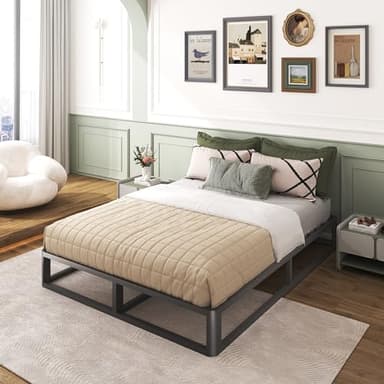 Firpeesy Upgrade Anti Bending and Round Corner Legs 10 inch Metal King Bed Frame 3500 LBS Heavy Steel Slats Support Platform Bed Frames No Box Spring Needed Platform Noise Free Easy Assembly - Image 2