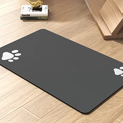 Pet Feeding Mat-Absorbent Dog Mat for Food and Water Bowl-No Stains Quick Dry Dispenser Mat-Dog Accessories Pet Supplies-Bowl for Messy Drinkers（Darkgrey,16"x24" - Image 1