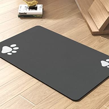 Pet Feeding Mat-Absorbent Dog Mat for Food and Water Bowl-No Stains Quick Dry Dispenser Mat-Dog Accessories Pet Supplies-Bowl for Messy Drinkers（Darkgrey,16"x24" - Image 1