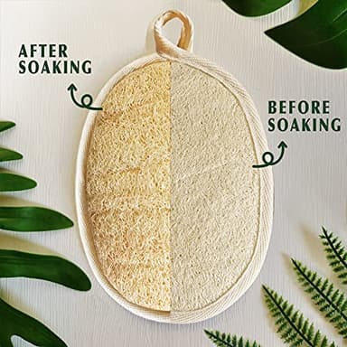 Natural Loofah Sponge Exfoliating Body Scrubber (3 Pack),Made with Eco-Friendly and Biodegradable Shower Luffa Sponge, Loofah for Women and Men, Beige - Image 2