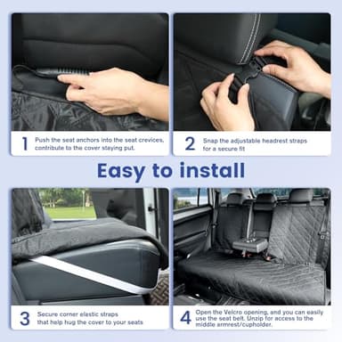 ALLANSING Back Seat Cover 60/40 Split Bench for Cars,Trucks,SUVs - Waterproof Easy Cleanup Car Seat Protector Great for Messy Kids and Drooling Pet Dogs(Black) - Image 7