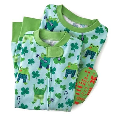 HonestBaby Sleep and Play Footed Pajamas One-Piece Sleeper Jumpsuit Zip-Front Pjs Organic Cotton for Baby Boys, Unisex, St Pats Boy, Newborn - Image 4