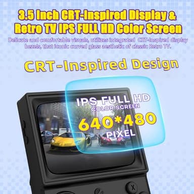 R36T Retro Gaming Console, 3.5'' IPS Screen CRT-Inspired, Handheld Game Console with 18000+ Classic Games Supports WiFi Networked Fighting and OTG, 3500mAh Battery, with Portable Case(Black 64GB) - Image 4