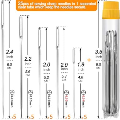 55PCS/11Sizes Blunt Needles and Sharp Needles, Large Eye Hand Sewing Needles, Knitting Needles, Yarn Needles, Embroidery Needles, Quilting Needles with 4 Threaders, Weaving Stringing Needles - Image 2